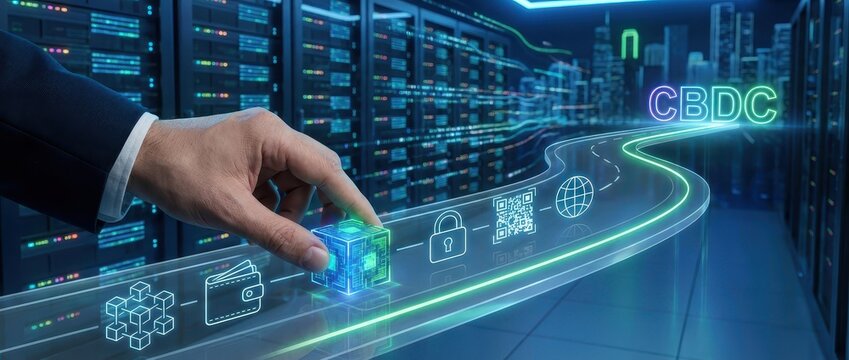 Central Bank Digital Currency CBDC Concept, Government-Backed Digital Money Infrastructure, Secure Financial System and Monetary Innovation
