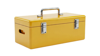 Yellow Metal Toolbox with Silver Handle and Latches