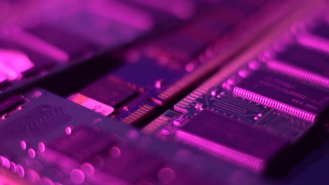 Old RAM Memory Sticks, Computer Hardware Macro Close Up