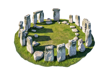 Explore the mystical allure of Stonehenge, an ancient monument shrouded in mystery and history, set against a lush green landscape.