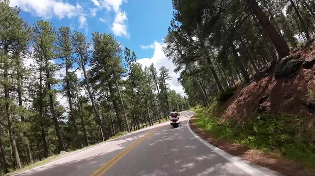 Black Hills National Park ride to Mt Rushmore on a motorcycle on hwy 16A POV