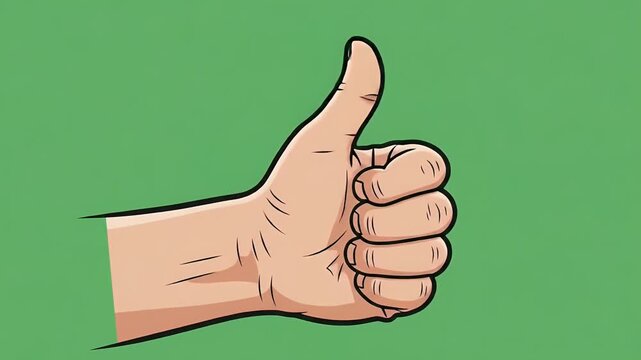 Pixel Art Thumbs Up Hand Green Background Animation Loop