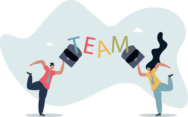 The word team and employees together.life and employment of people.