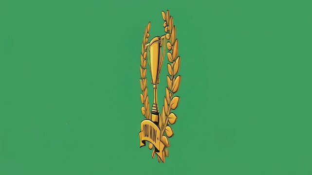 Pixel Art Victory Trophy With Laurel Wreath And You Win Banner Motion Graphic