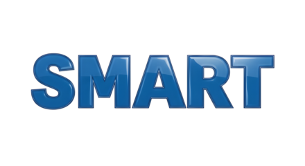 3D Blue Glossy "SMART" Word Text Design Element isolated PNG with Transparent Background