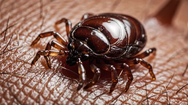 Closeup of a bug on human skin