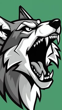 Pixel Art Wolf Head Growling Aggressive Menacing Animal Motion Graphic