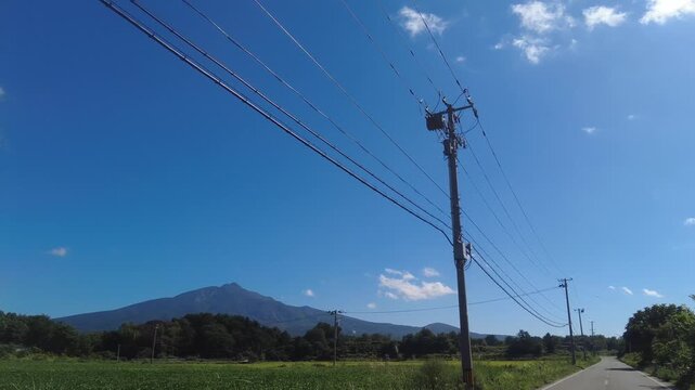 [4K] Driving View of Mount Iwaki (Tsugaru Fuji): Rural Landscape and Blue Sky from Car Window in Aomori 【4K】晴天の岩木山を望むドライブ：青空の下に広がる田園風景と津軽富士、青森の夏の車窓素材 撮影日：20250815-1
