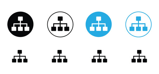 Hierarchy Structure Icon Set,Vector Organization Chart and Sitemap Symbols for Business and Web,Chart tree icon set black and white colors. Graphic Vector icons pack