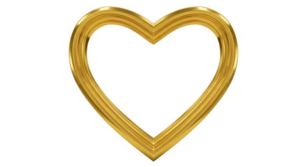 Shiny Gold Heart Shaped Frame isolated PNG with Transparent Background