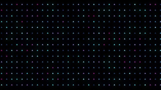 Abstract geometric pattern of glowing triangles in cool blue and pink hues on a dark background. Dynamic digital with subtle