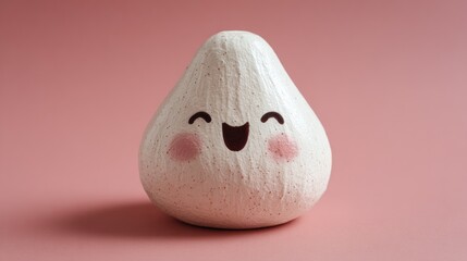 Smiling white character on pink background concept illustration