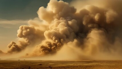A massive dust storm looming over a barren landscape, showcasing nature's power.