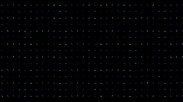 Geometric Triangles Pattern Seamless Loop Abstract Background Neon Glow Digital Minimalist Futuristic Technology Concept