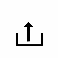 Black upload arrow icon representing data transfer, file sharing, and sending information