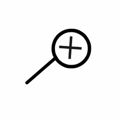 Magnifying glass with a plus sign, representing the zoom in function for digital interfaces