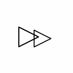 A minimalist vector graphic of two overlapping play buttons in black lines
