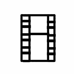 A minimalist film strip icon in black and white