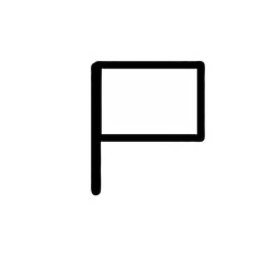 A simple black flag icon on a white background for design use
