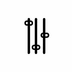 A minimalist vector graphic of three vertical bars with circular connectors