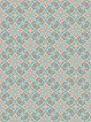 Fototapeta premium Floral damask oreintal seamless pattern warm color.Geometric motif flower ornament hand drawn vector element.Ethnic traditional Indian,Arabian,tribal illustration.For print,fabric,carpet,wrap,decorate