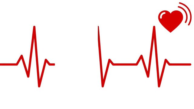 Red Heartbeat ECG Line Animation Medical Health Care Symbol
