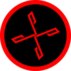 Abstract red circular symbol with geometric cross shape