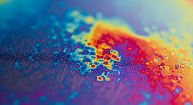 Vibrant Abstract Thermal Map Background with Iridescent Colors and Textured Surface
