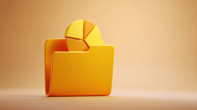 Business folder with pie chart icon representing financial data and analytics in warm tones - Powered by Adobe