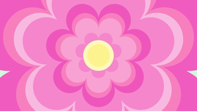  4K video full flower pink green lead graphic with flower shape illustration and green soft pastel background, animated footage motion graphic illustration design