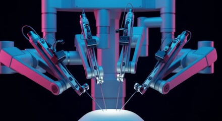 Advanced robotic surgical system operating under precise control. Fusion of technology and skilled manipulation for intricate procedures, engineering, future, technology