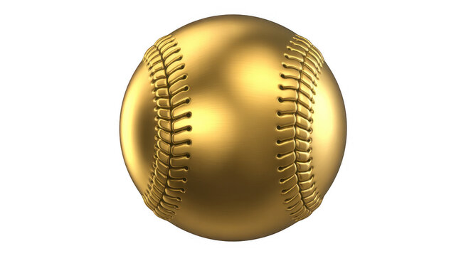 Gold baseball with stitching sports equipment baseball game isolated on a transparent background