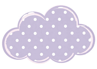 Lavender-colored cloud with white polka dots, ideal for digital art or nursery decor