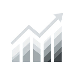 A grayscale icon of a growing bar graph with an upward-pointing arrow overlayed