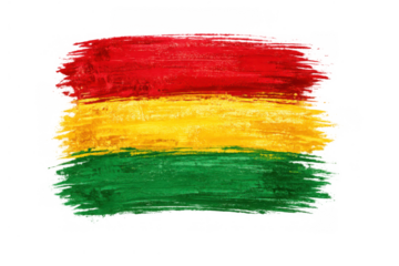 Bolivia flag brush strokes creating national symbol with red, yellow, and green colors on a transparent background