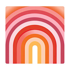 A vibrant, curved design featuring layered arches in a spectrum of warm colors