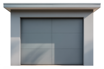 Gray garage door architecture exterior isolated on a transparent background