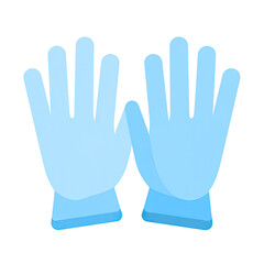 Obraz premium Cartoon-style illustration depicts a pair of light blue, translucent medical or protective gloves