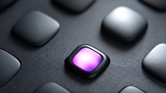 Glowing purple button amongst dark buttons indicating concept of choice
