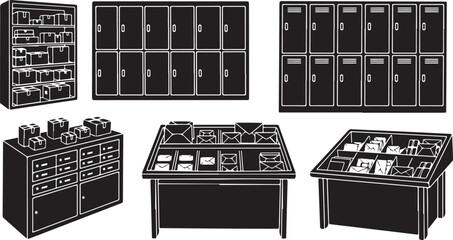 Industrial control panels and cabinets in black and white