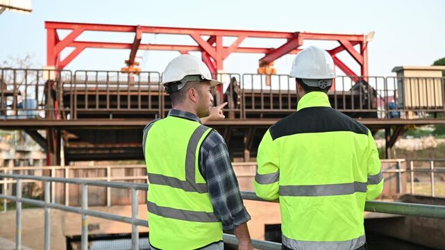 Engineers and expert inspectors are working together to identify defects in the wastewater treatment system.