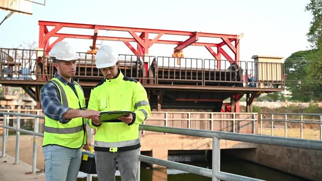 Engineers and expert inspectors are working together to identify defects in the wastewater treatment system.