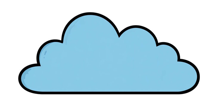 A stylized cartoon cloud illustration in shades of light blue against a solid black background