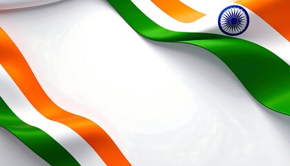 Indian Flag Celebration Indian Flag Colors Waving Ribbon Border on White Background.