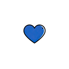 Fototapeta premium A vibrant blue heart shape, set against a stark black background, minimalistic