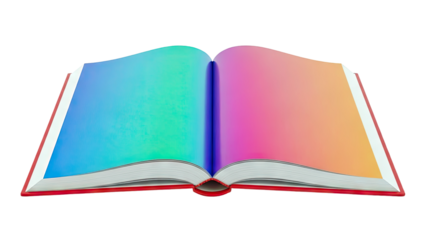 Open book with rainbow gradient pages