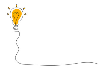 Drawing a separate light bulb symbol with lines on a white background.