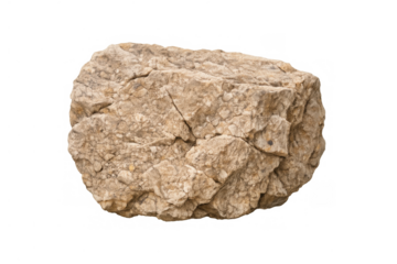 Rock boulder showing rugged texture and earthy brown color, ideal for geology, nature, or construction concepts, isolated with a transparent background