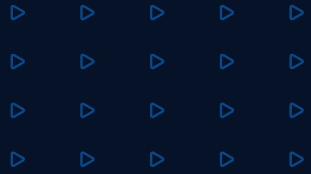 Seamless Pattern of White Play Button Icons on Dark Blue Background.