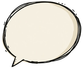 Cartoon-style speech bubble, light tan interior with a scribbled black outline, isolated on a black background